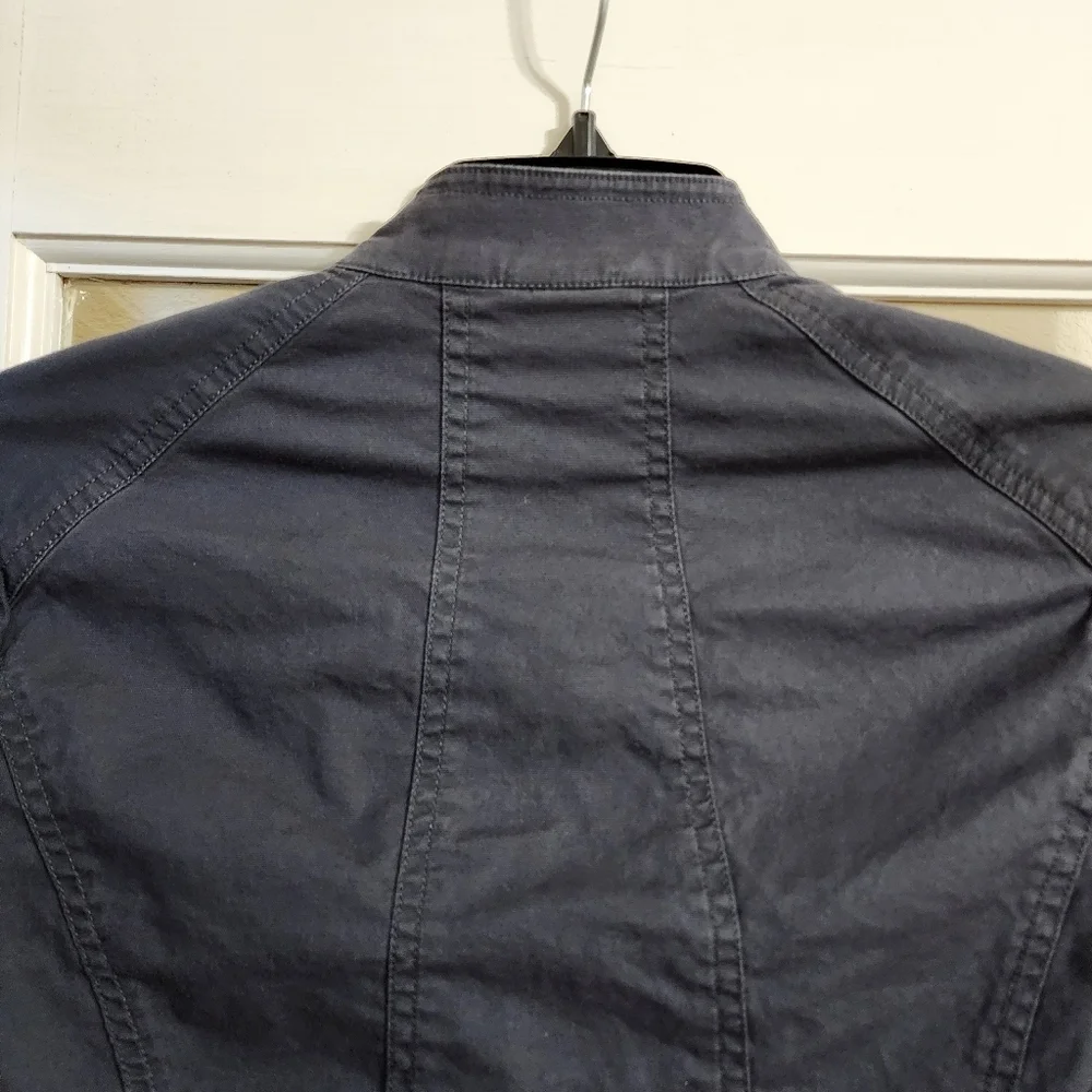 CAbi Twilight Moto Jacket Blue Gray Asym Zip Stretch Small